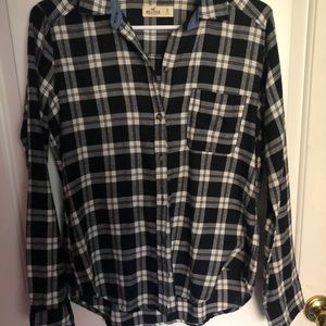 Hollister black & white flannel shirt